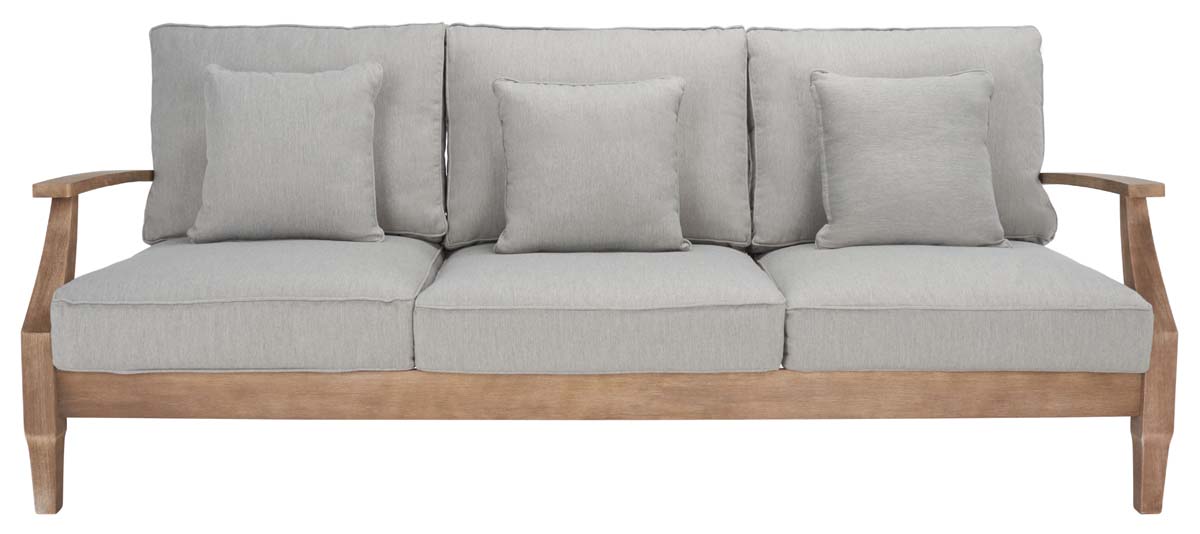 Safavieh Couture Martinique Wood Patio Sofa - Natural / Grey