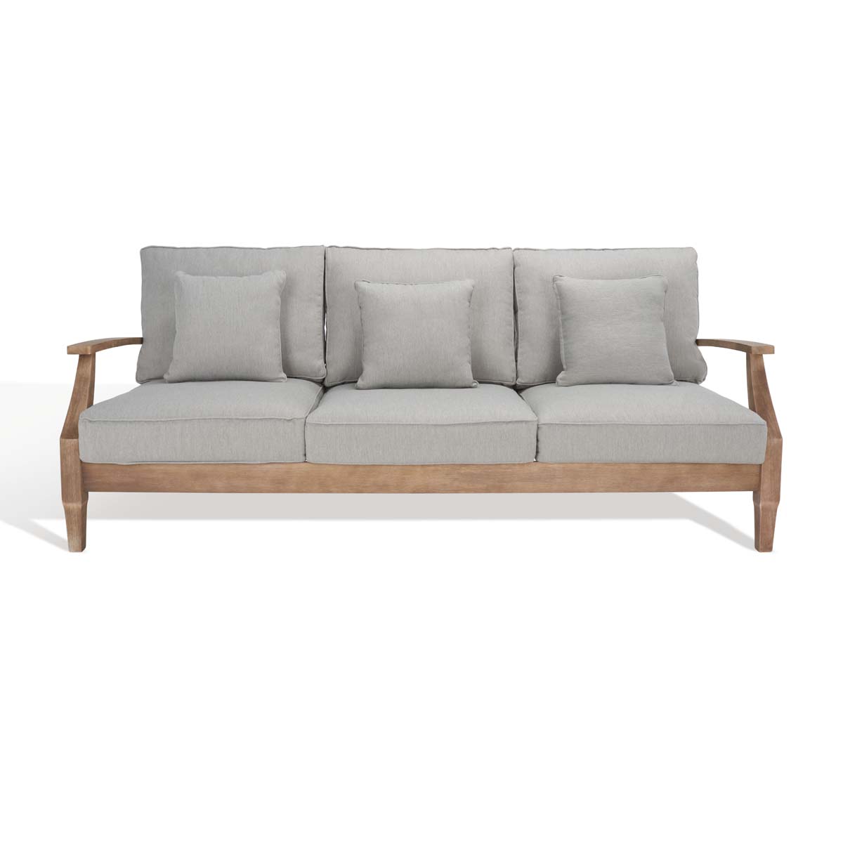 Safavieh Couture Martinique Wood Patio Sofa - Natural / Grey