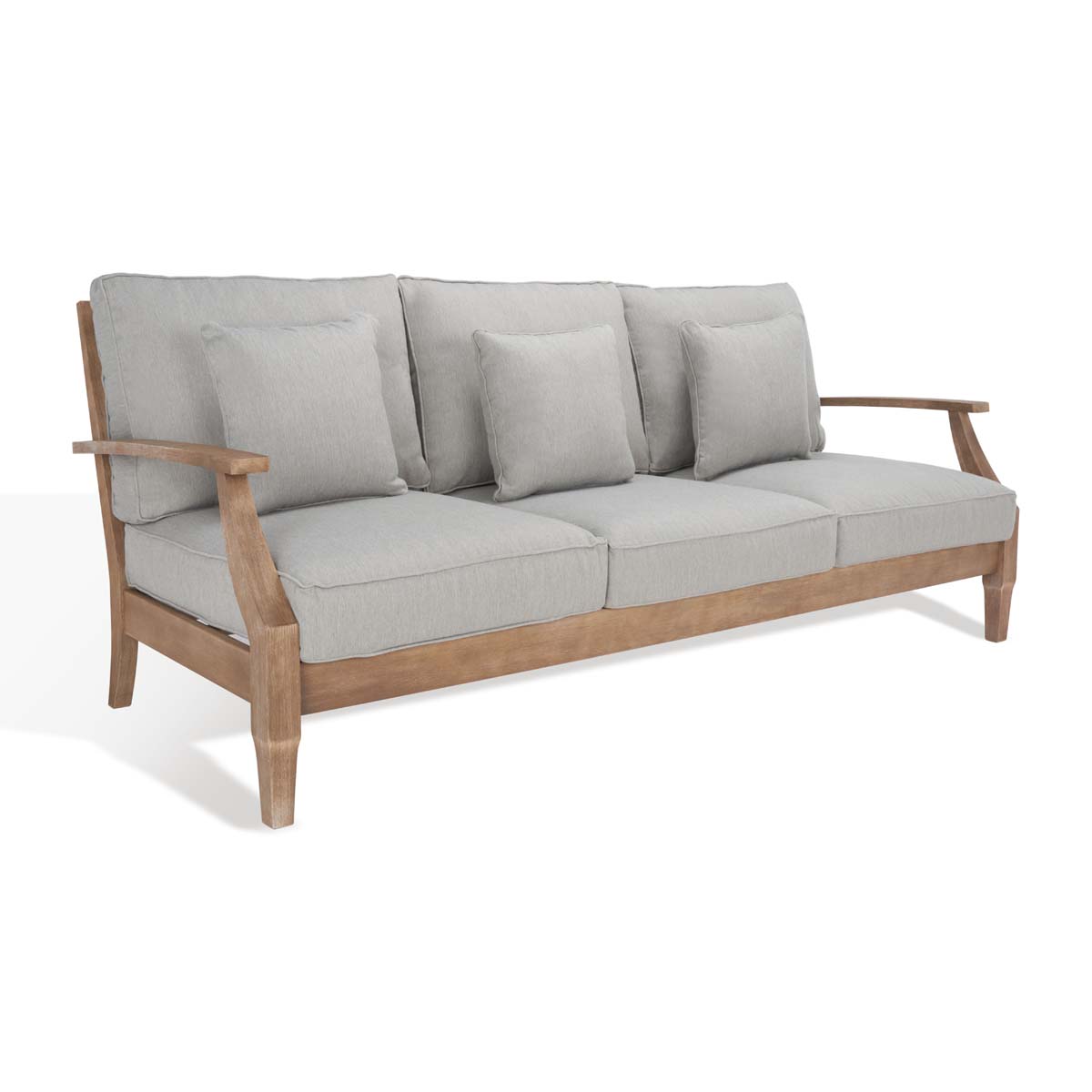 Safavieh Couture Martinique Wood Patio Sofa - Natural / Grey