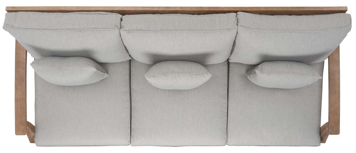 Safavieh Couture Martinique Wood Patio Sofa - Natural / Grey