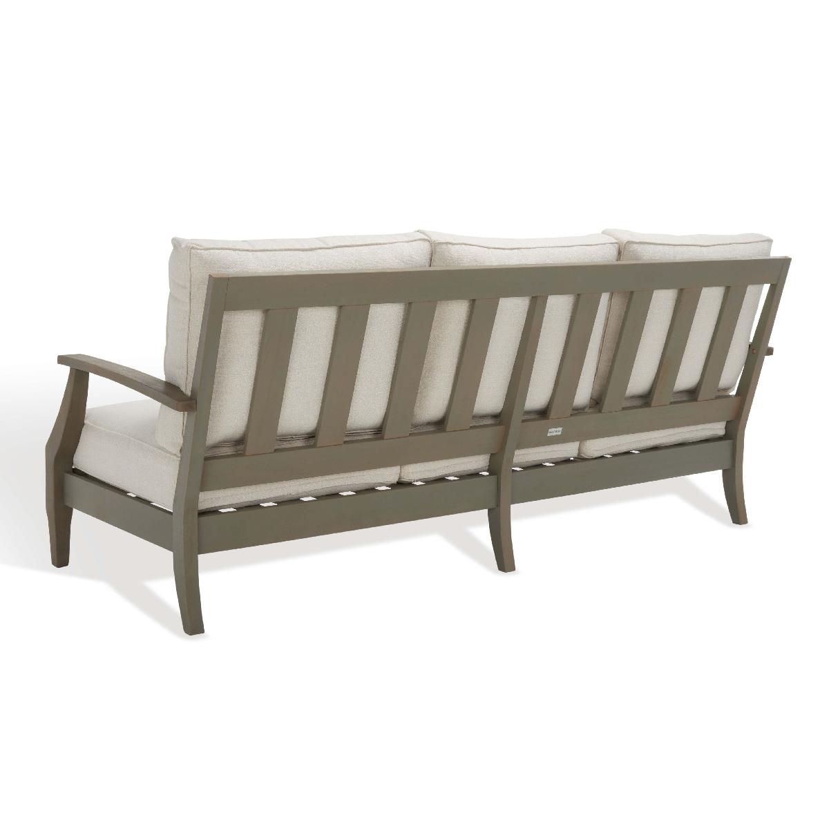 Safavieh Couture Martinique Wood Patio Sofa - Light Grey / Beige