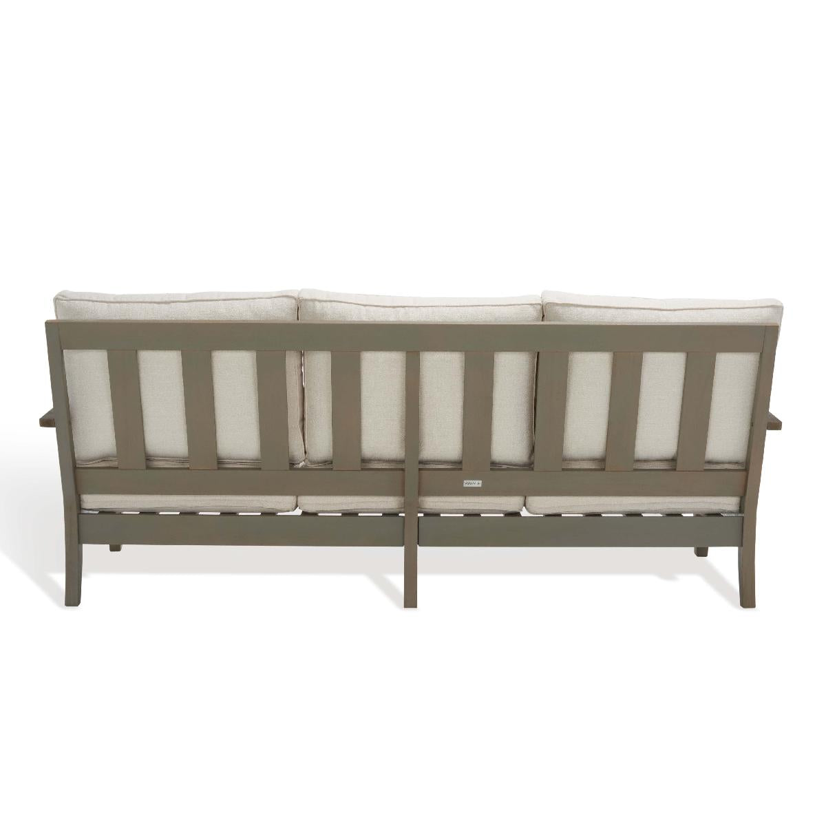 Safavieh Couture Martinique Wood Patio Sofa - Light Grey / Beige