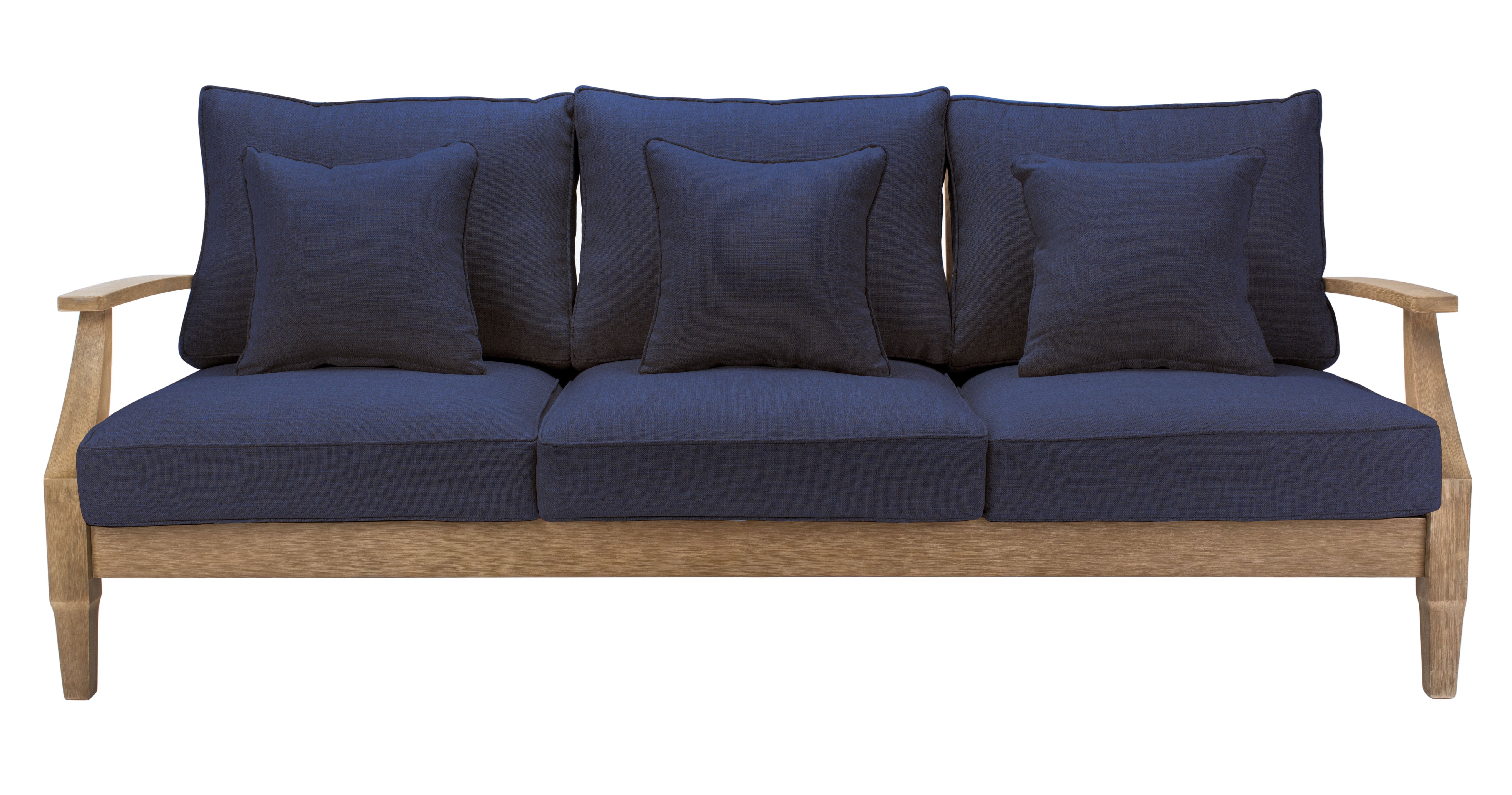 Safavieh Couture Martinique Wood Patio Sofa - Natural / Navy