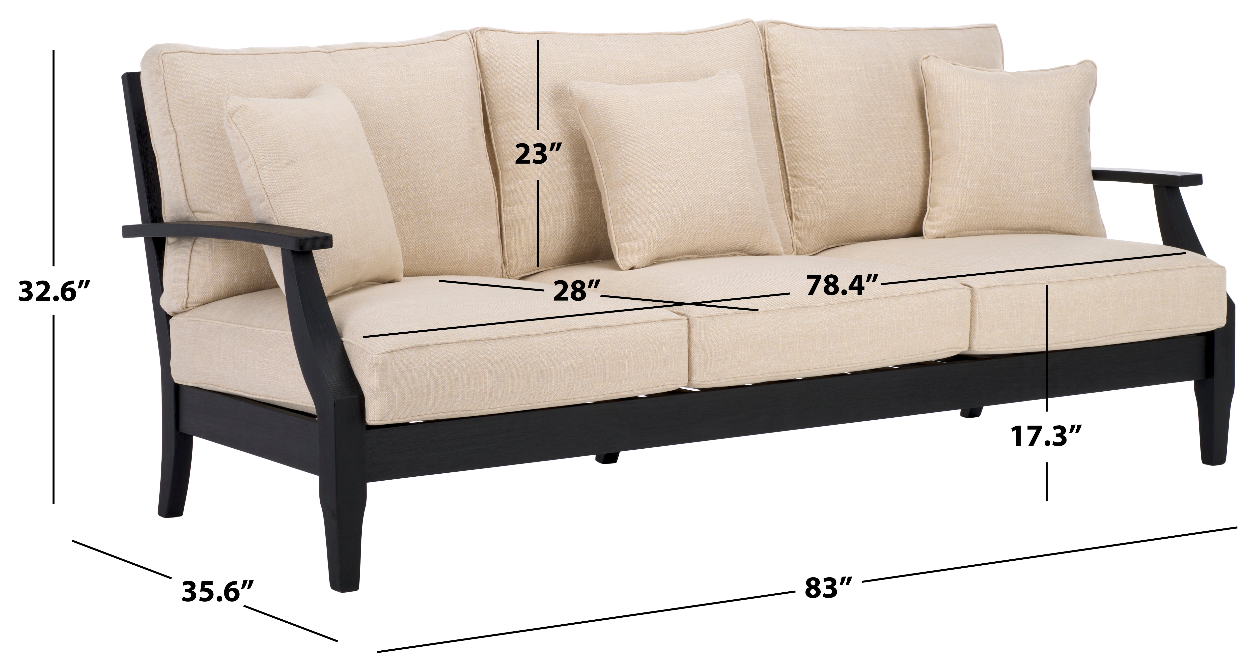 Safavieh Couture Martinique Wood Patio Sofa - Black / White