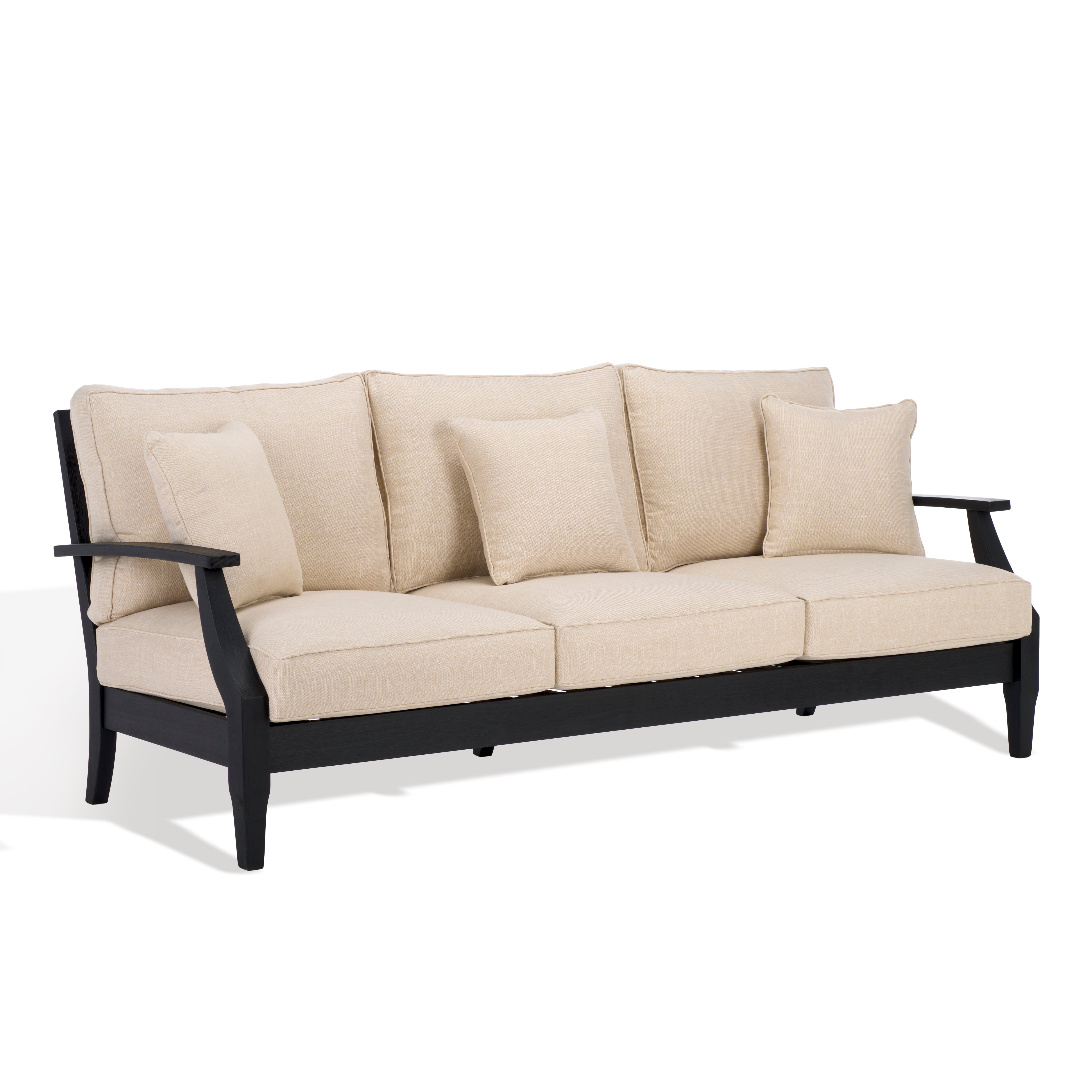 Safavieh Couture Martinique Wood Patio Sofa - Black / White