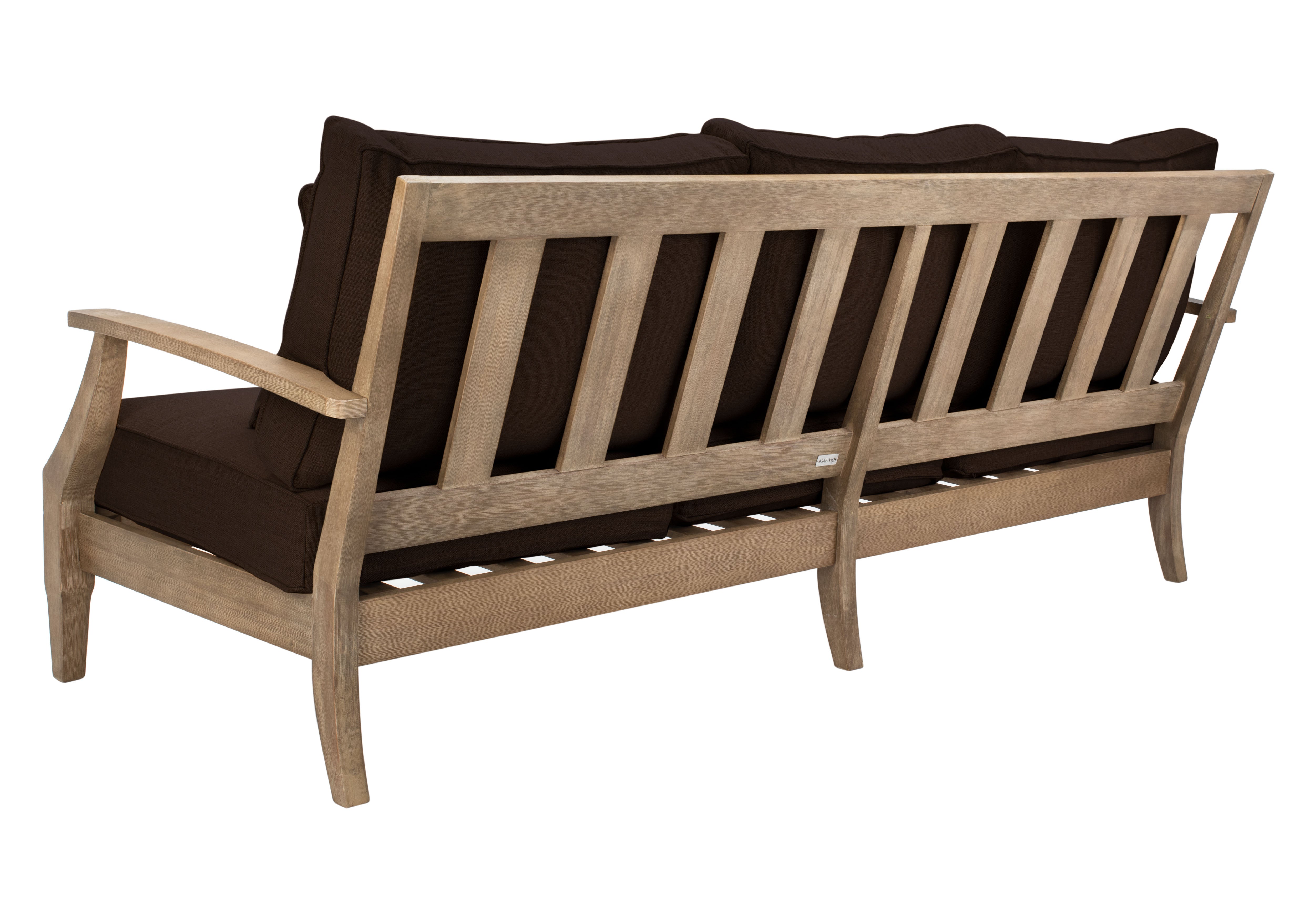 Safavieh Couture Martinique Wood Patio Sofa - Natural / Dark Brown