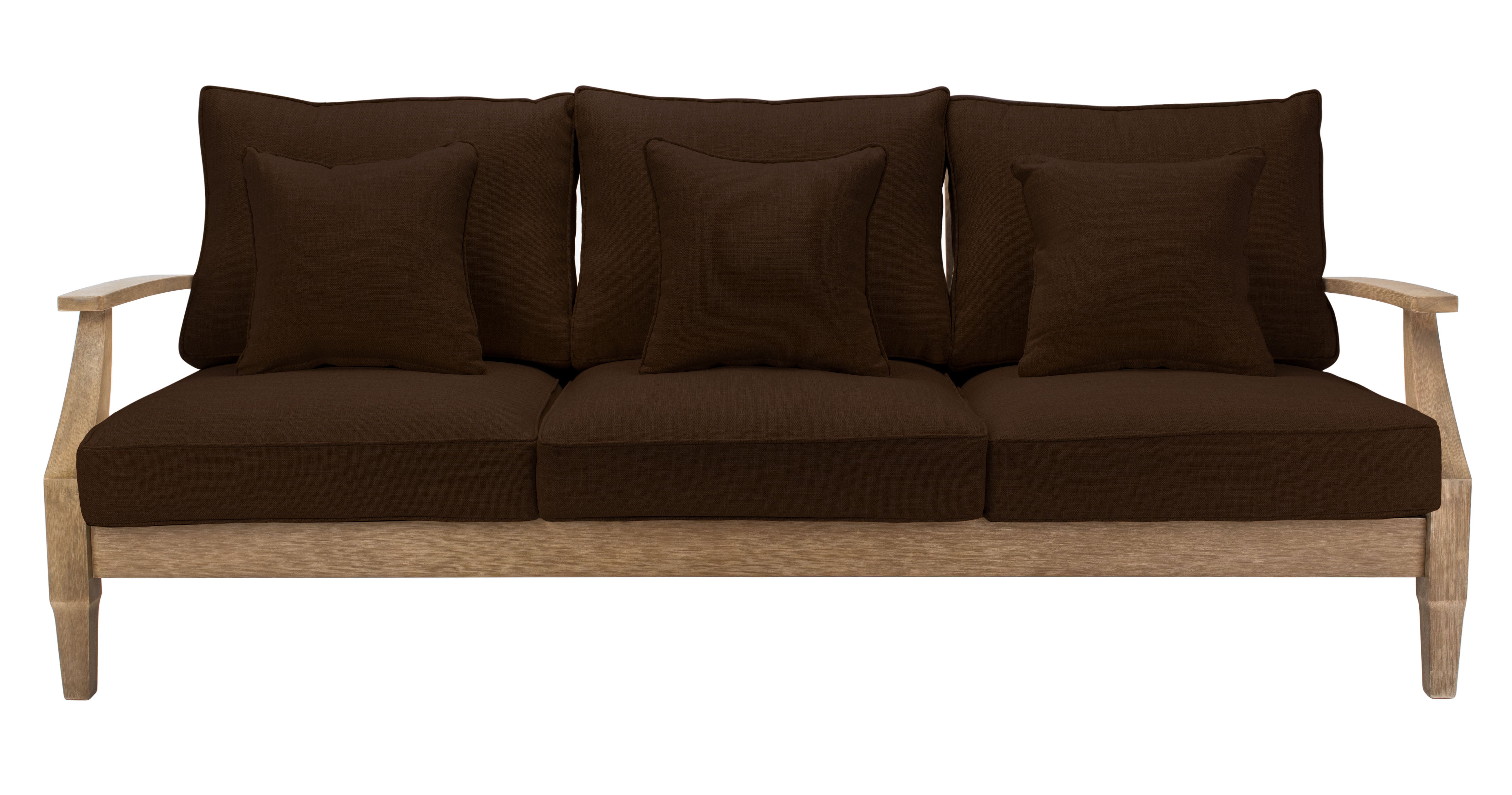 Safavieh Couture Martinique Wood Patio Sofa - Natural / Dark Brown