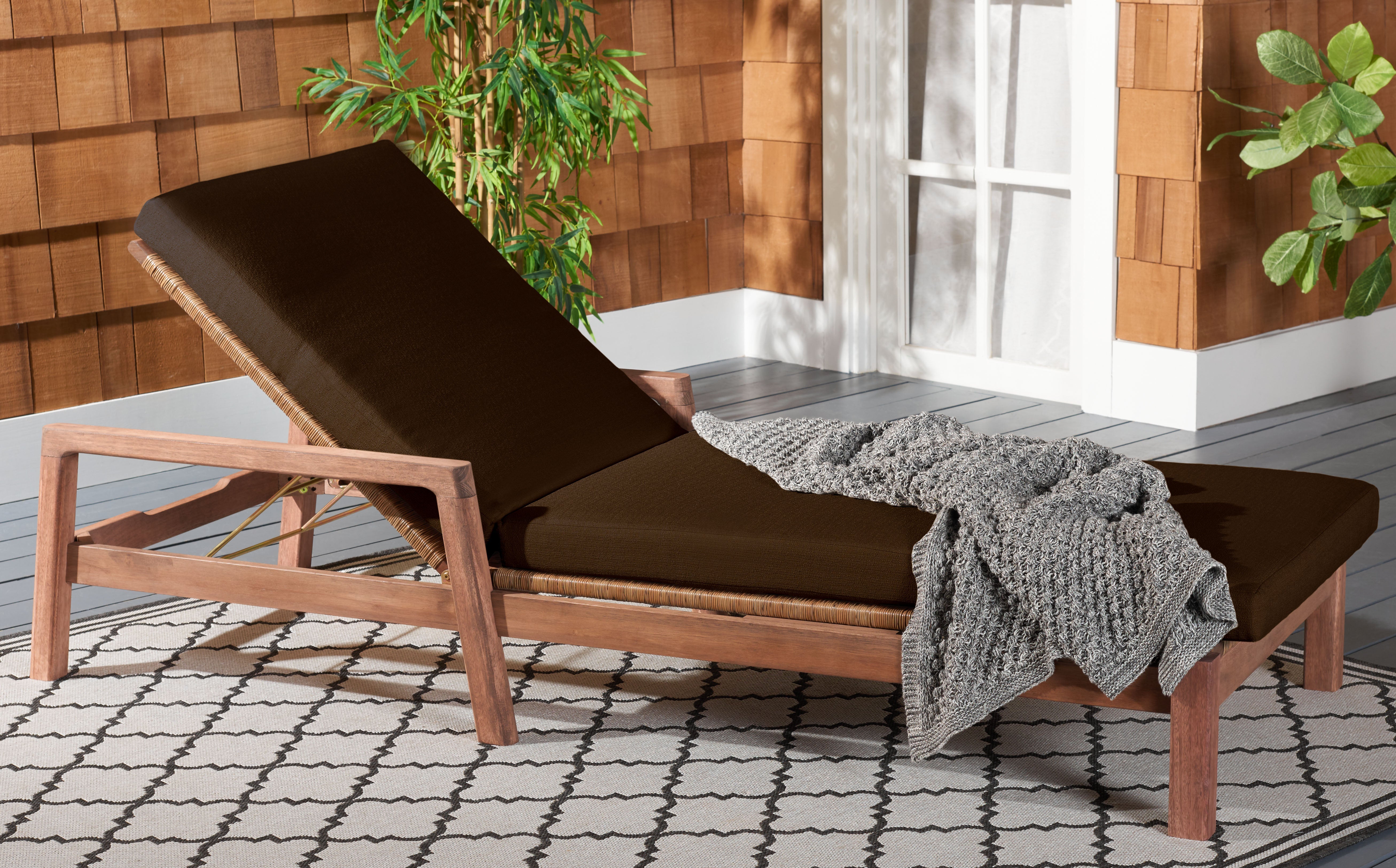 Safavieh Couture Donnamaria Wicker Sun Lounger, CPT1027 - Natural / Dark Brown