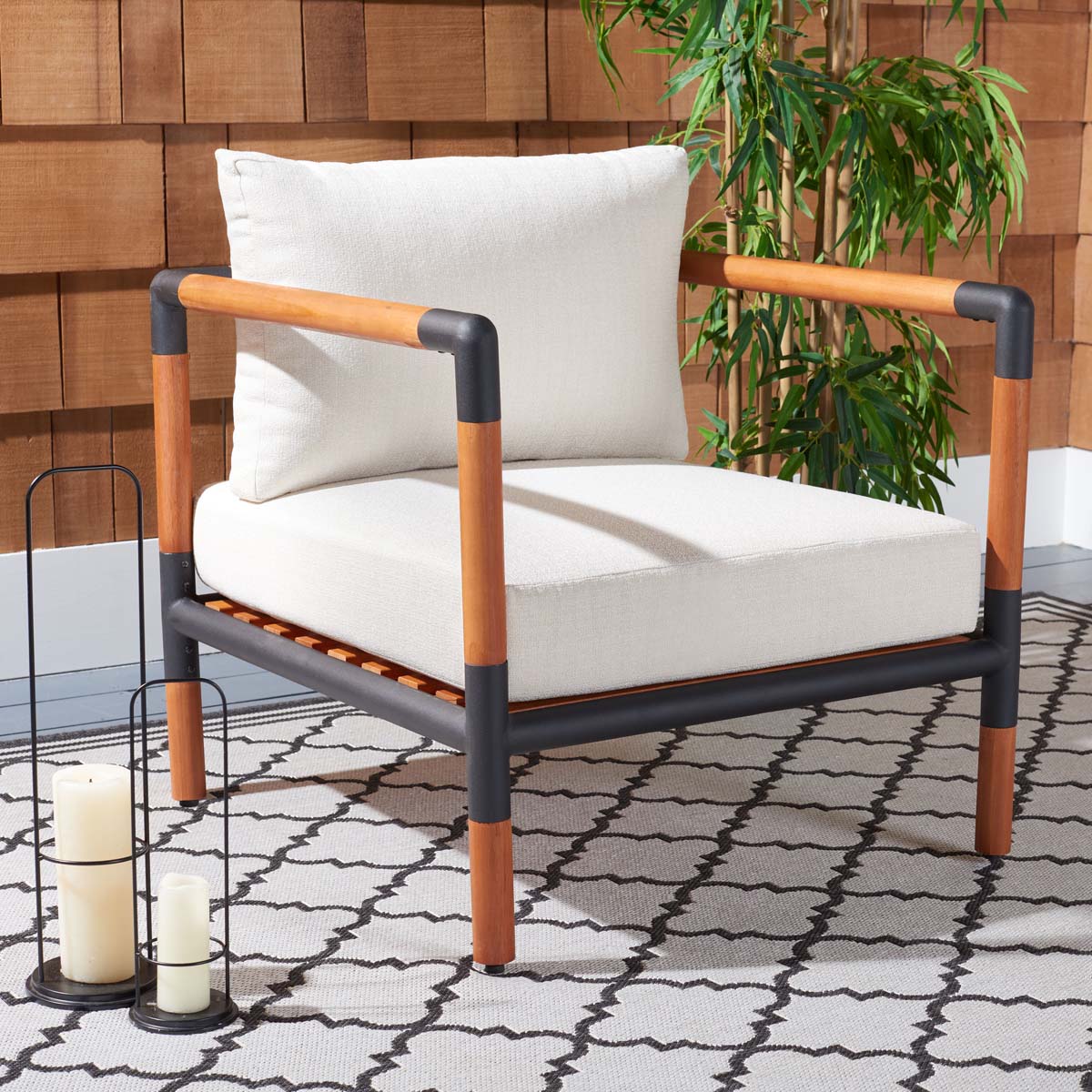 Safavieh Couture Tommy Metal And Wood Patio Chair - Back / White