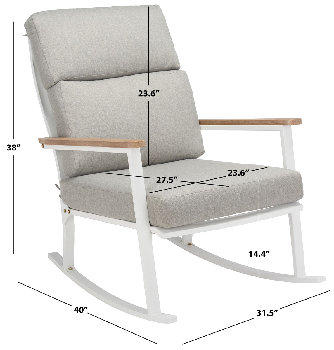 Safavieh Couture Brutus Rocking Chair - White / Light Grey / Natural