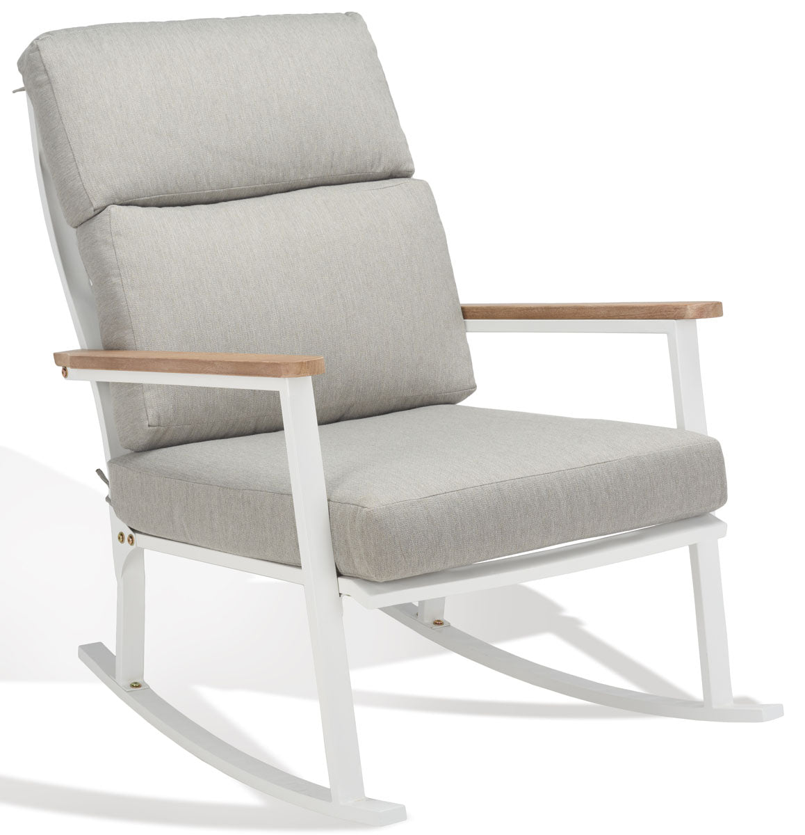 Safavieh Couture Brutus Rocking Chair - White / Light Grey / Natural