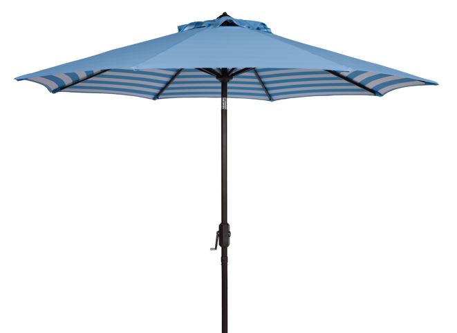 Athens Inside Out Striped 9Ft Crank Outdoor Auto Tilt Umbrella | Safavieh - PAT8007