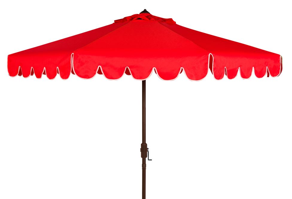 Venice Single Scallop 9Ft Crank Outdoor Push Button Tilt Umbrella | Safavieh - PAT8010