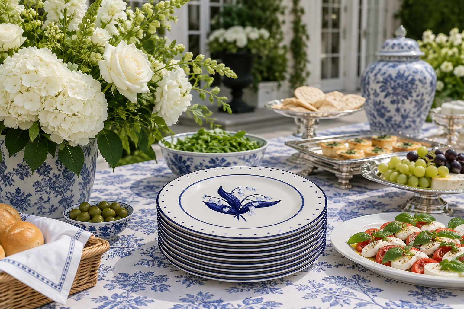 Lily of the Valley Blue and White Dinner Plate