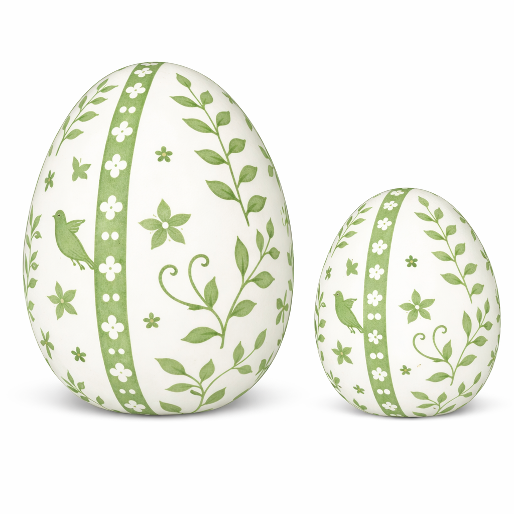 Green & White Trellis Leaf Egg
