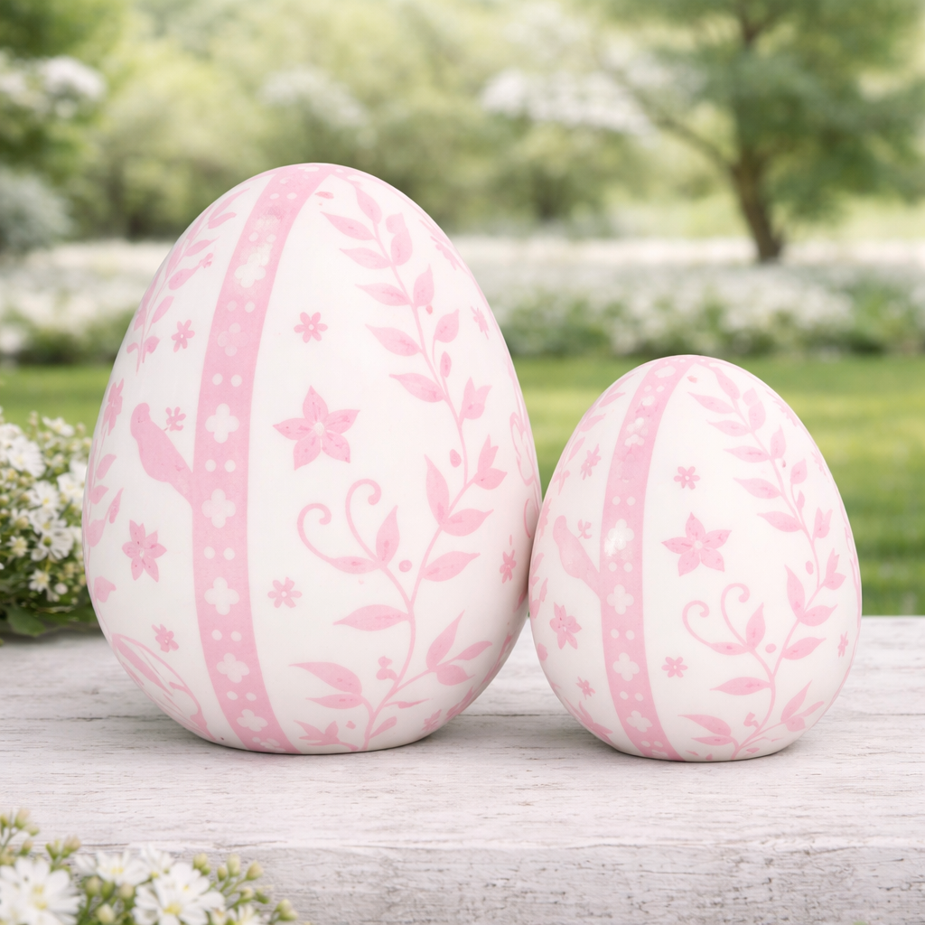 Pink & White Trellis Leaf Egg