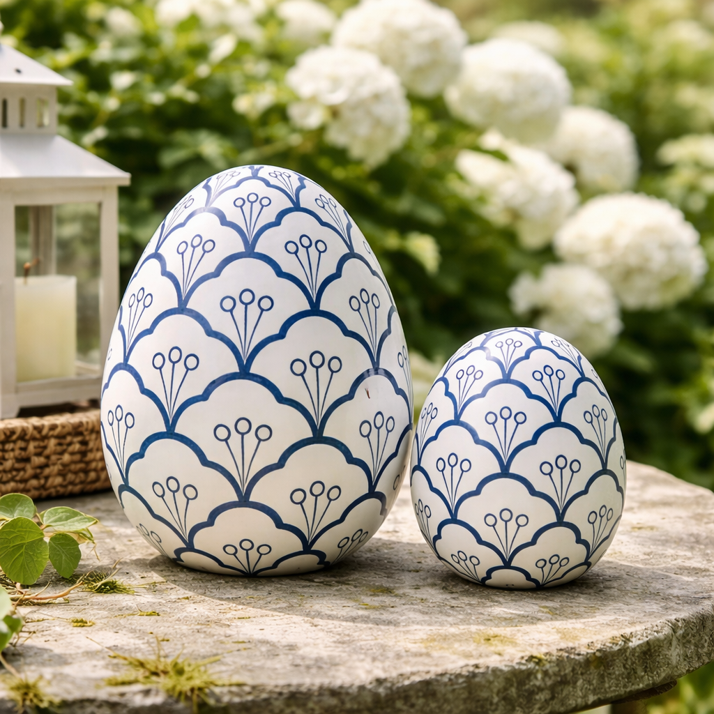 Navy & White Trellis Egg