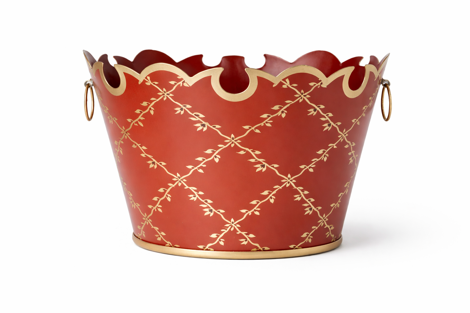 Red Trellis Scalloped Planter
