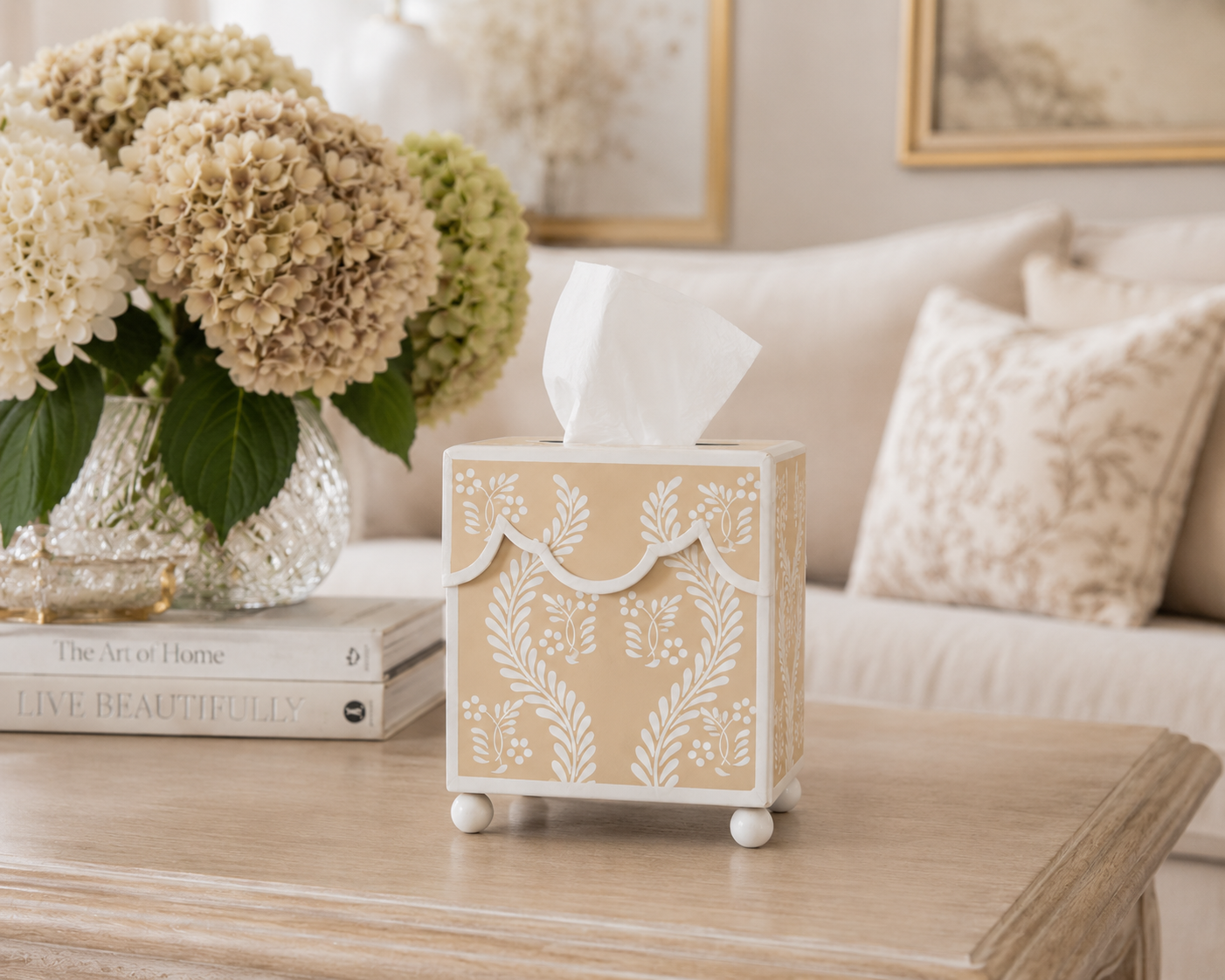 Tan Square Trellis Wastepaper Basket & Tissue Holder (4 Options)