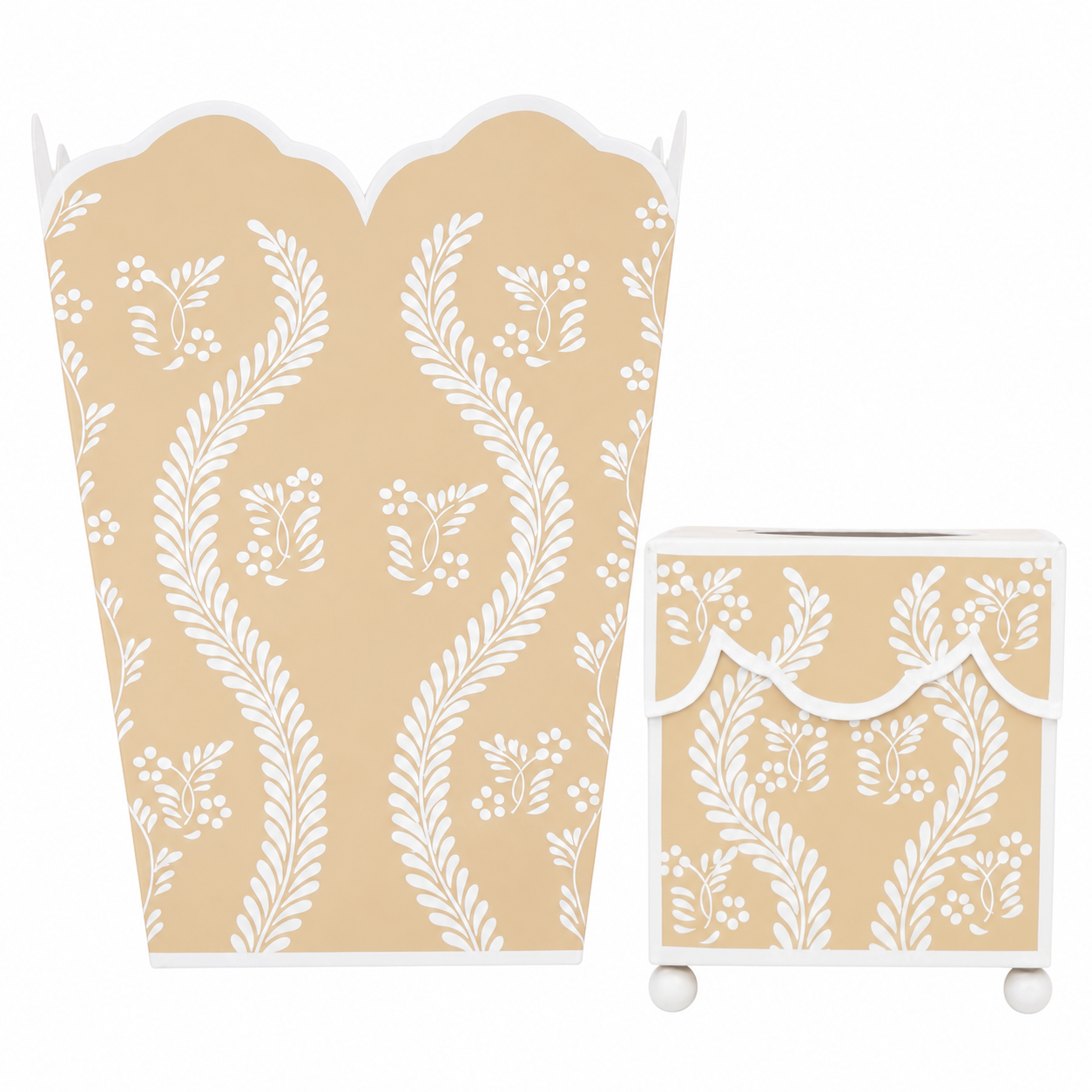 Tan Square Trellis Wastepaper Basket & Tissue Holder (4 Options)
