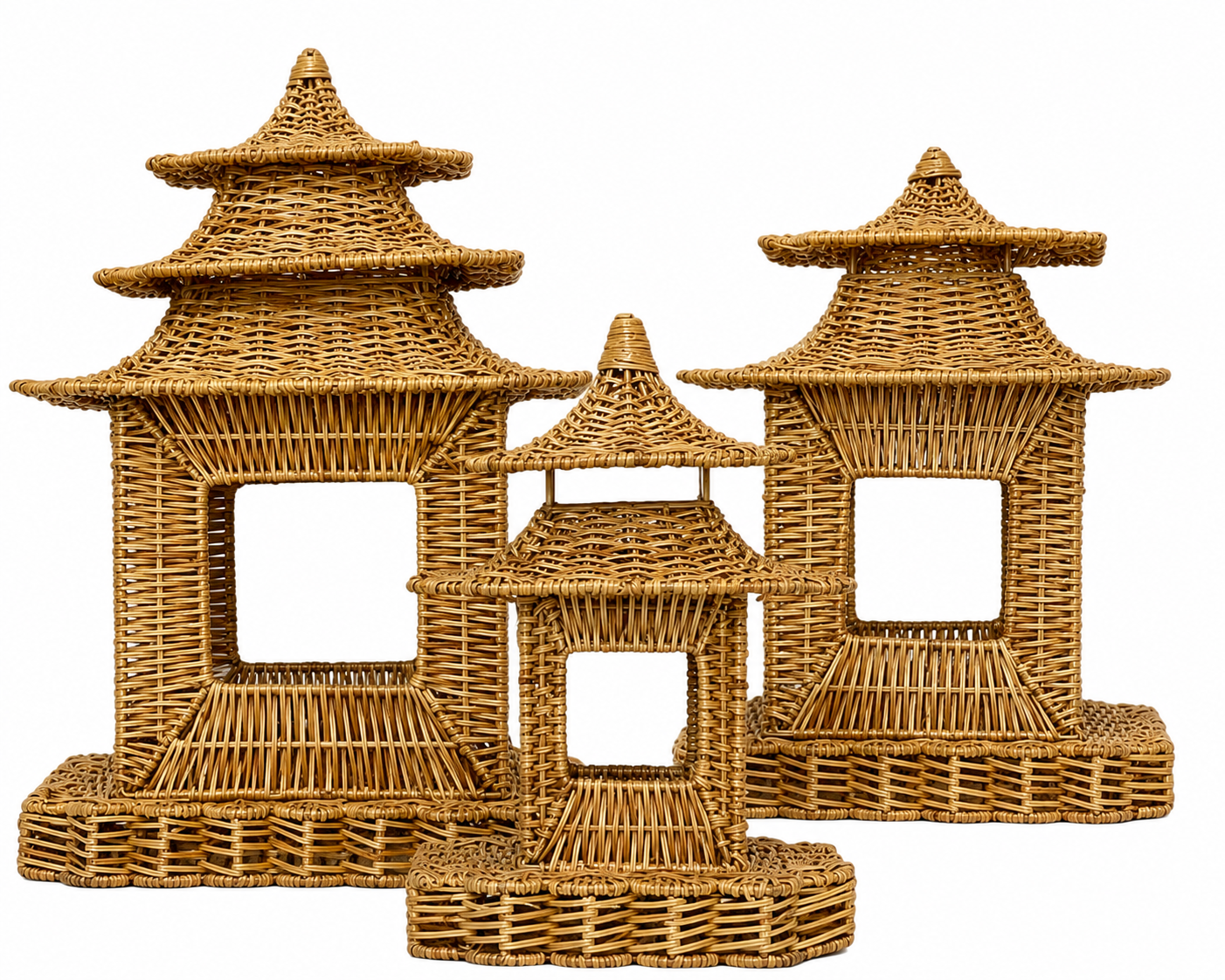 Natural Scalloped Wicker Pagoda (3 Sizes)