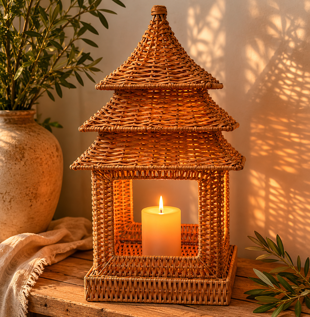 Square Wicker Pagoda (3 Sizes)
