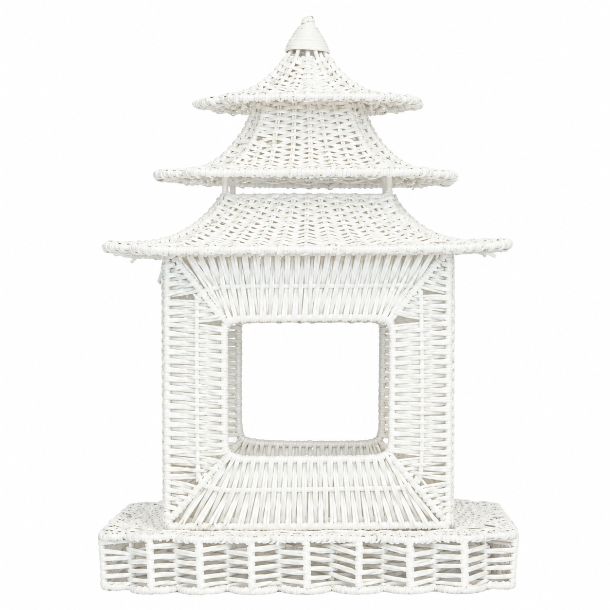 White Scalloped Wicker Pagoda (3 Sizes)