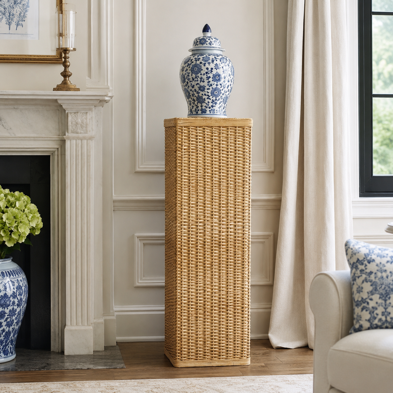 Square Wicker Urn and Pedestal (3 Options)