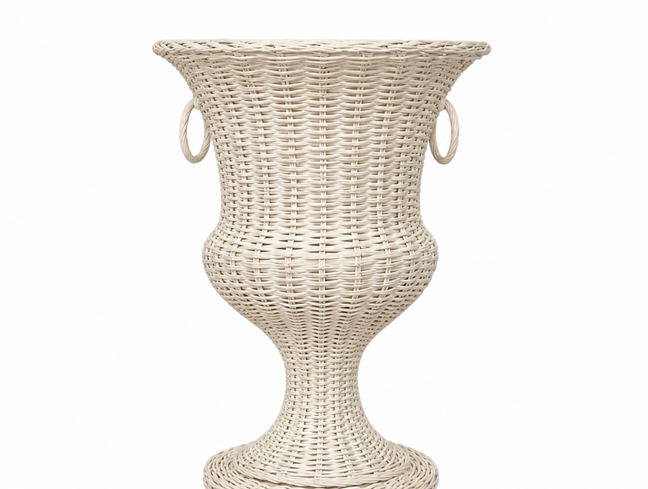White Round Wicker Urn and Pedestal (3 Options)