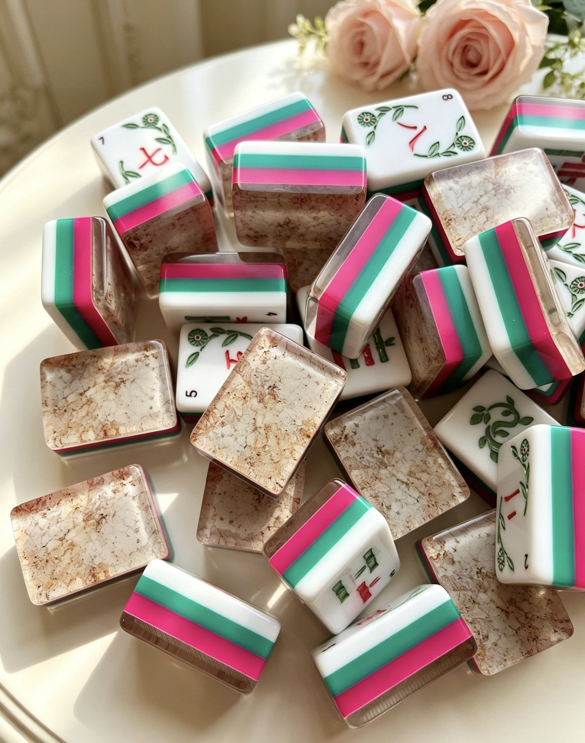 Rose Garden Mahjong Tile Set