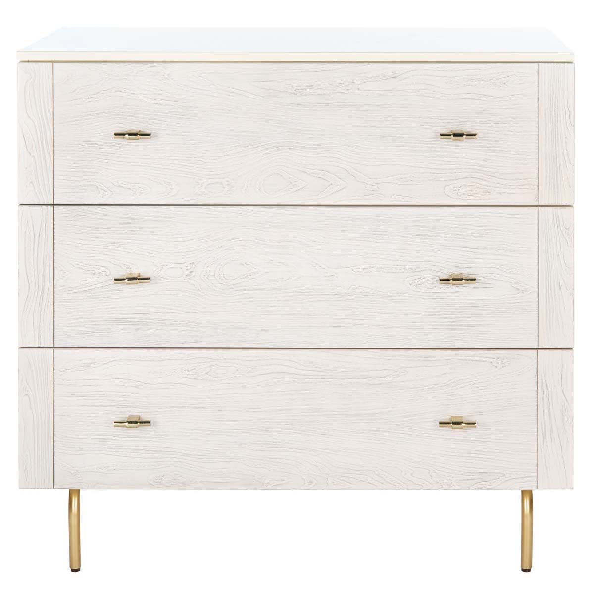 Genevieve 3 Drawer Dresser | Safavieh - Cream/White Washed