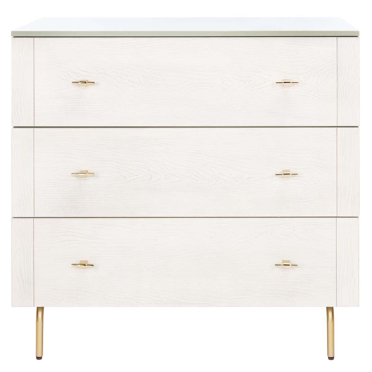 Genevieve 3 Drawer Dresser | Safavieh - Grey/White Washed