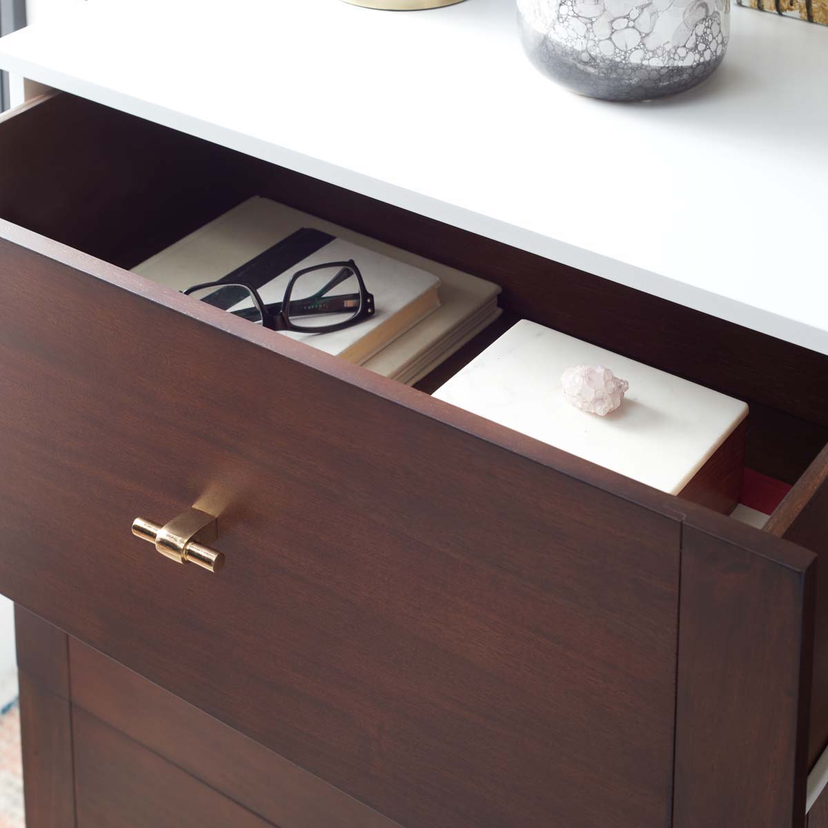 Genevieve 6 Drawer Dresser | Safavieh - Walnut / White