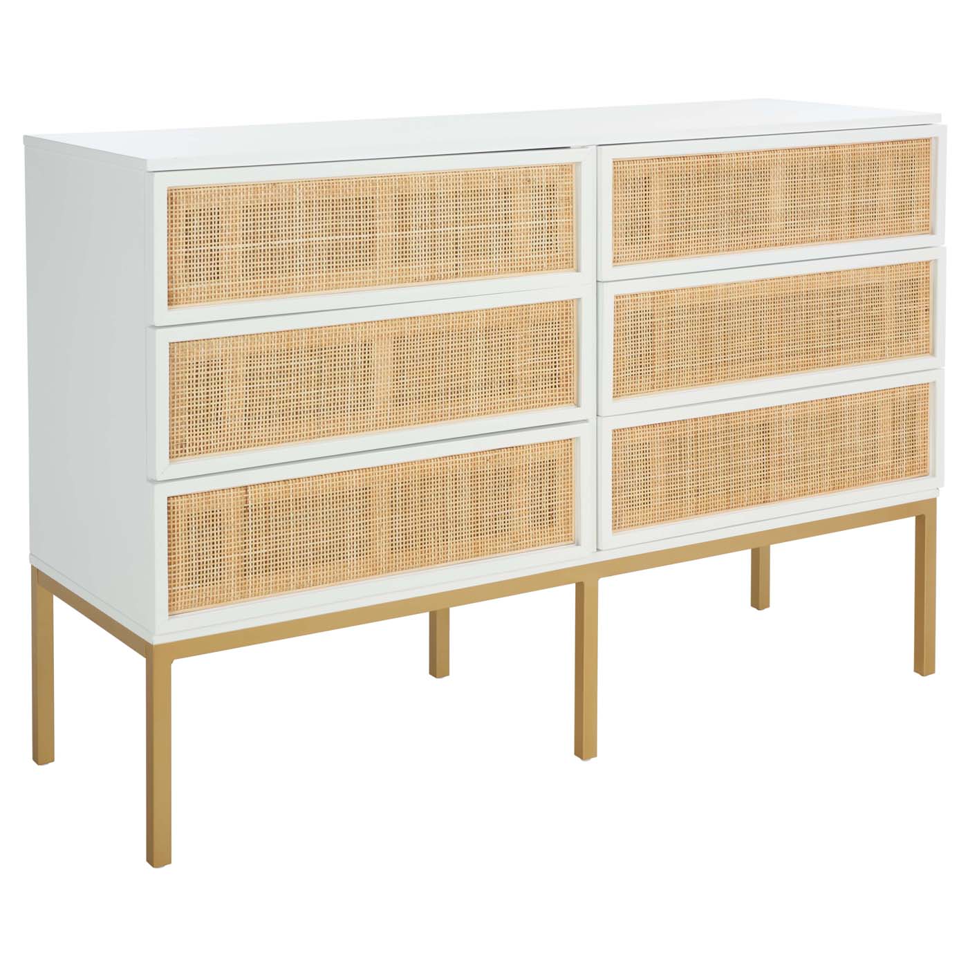 Zadie 6 Drawer Rattan Dresser | Safavieh - White / Natural