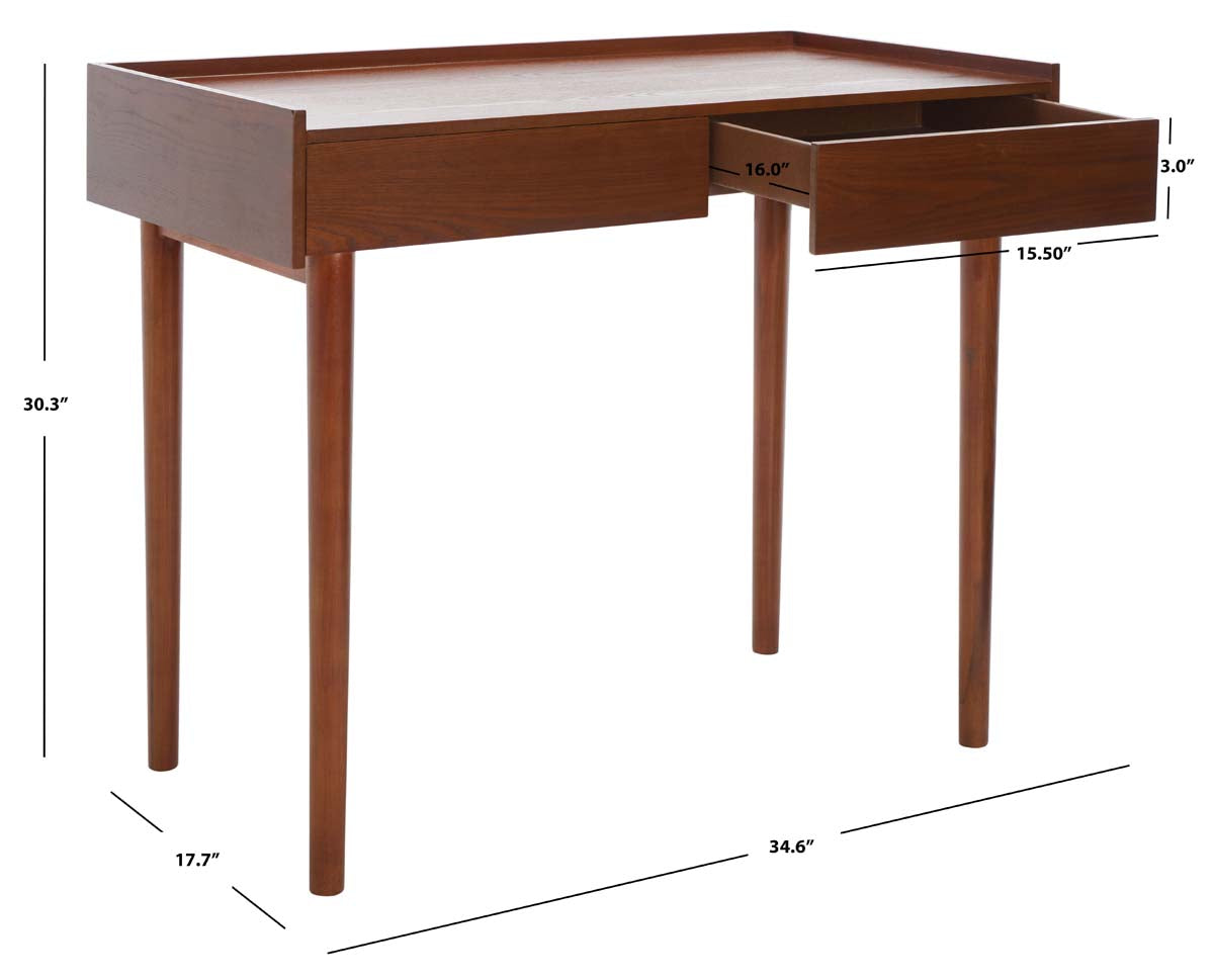 Henley 2 Drawer Desk | Safavieh - Brown