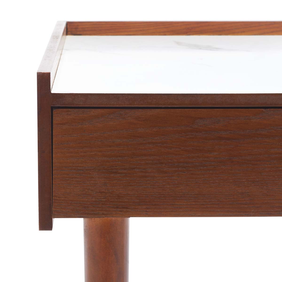 Henley 2 Drawer Desk | Safavieh - White Marble / Brown