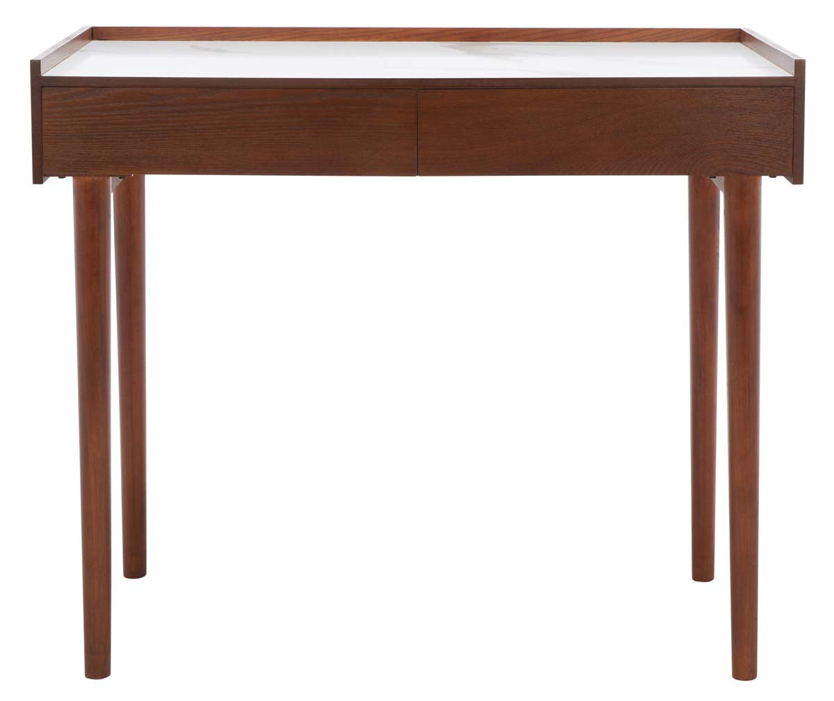 Henley 2 Drawer Desk | Safavieh - White Marble / Brown