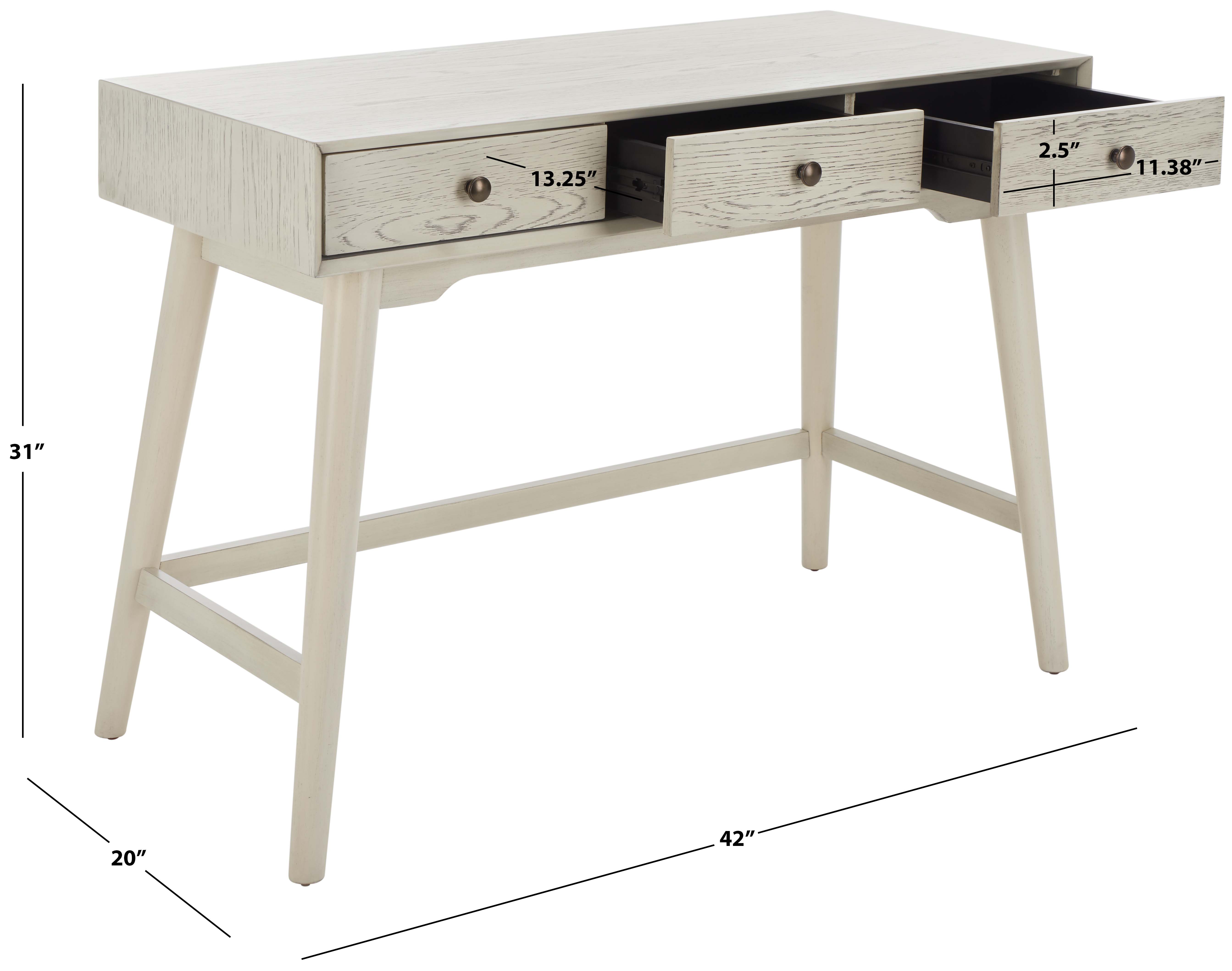 Scully 3 Drawer Desk | Safavieh - White Wash