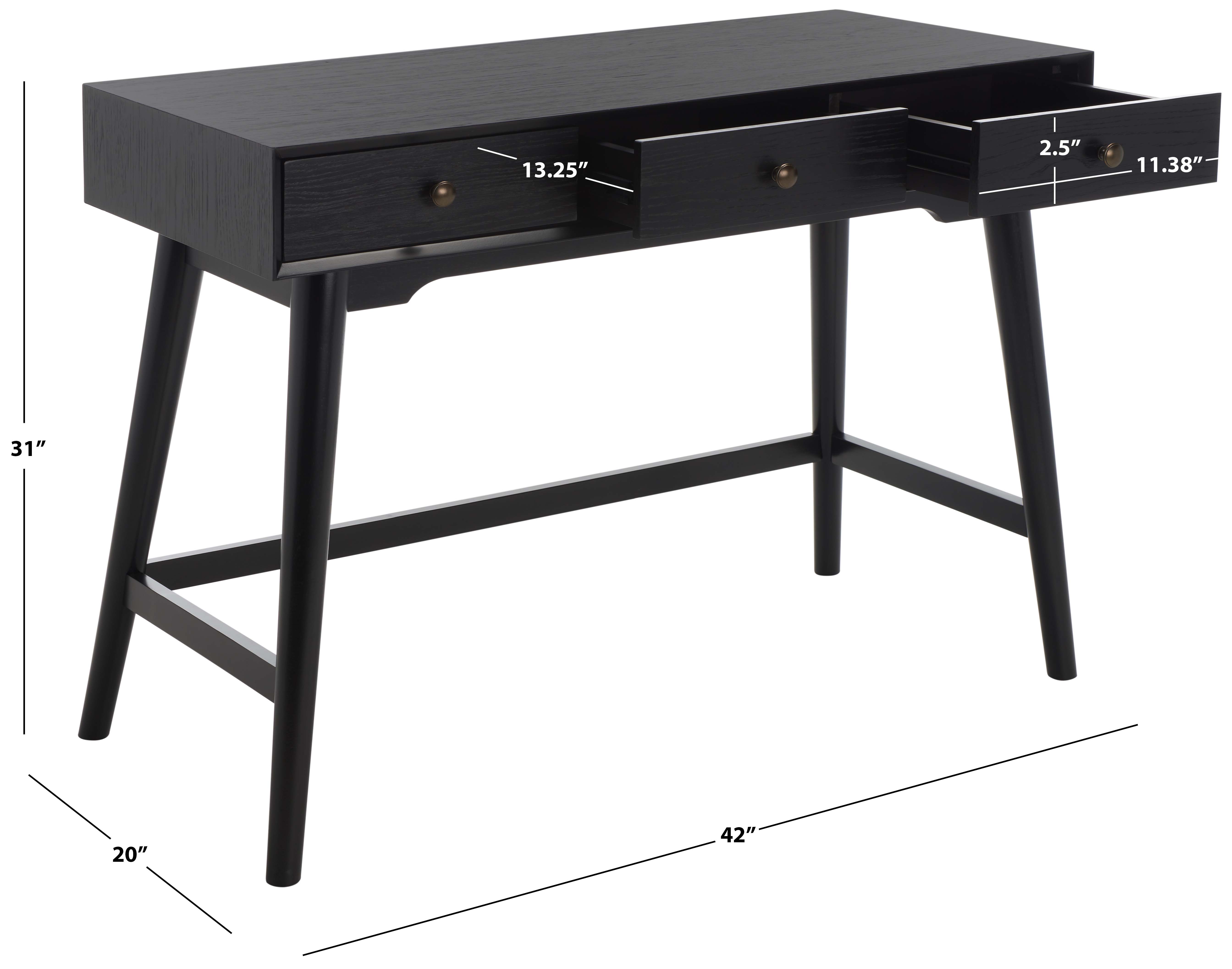 Scully 3 Drawer Desk | Safavieh - Black