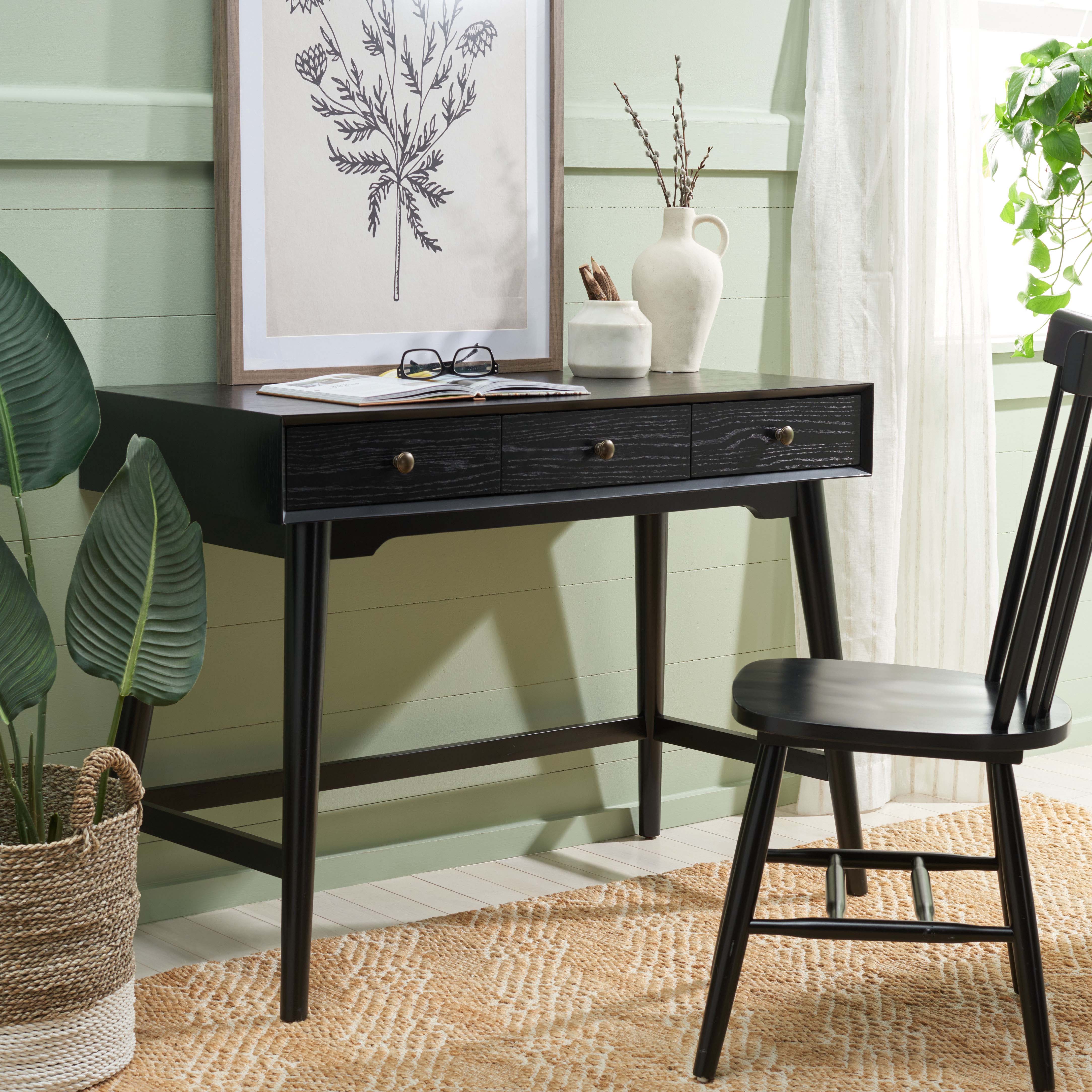 Scully 3 Drawer Desk | Safavieh - Black