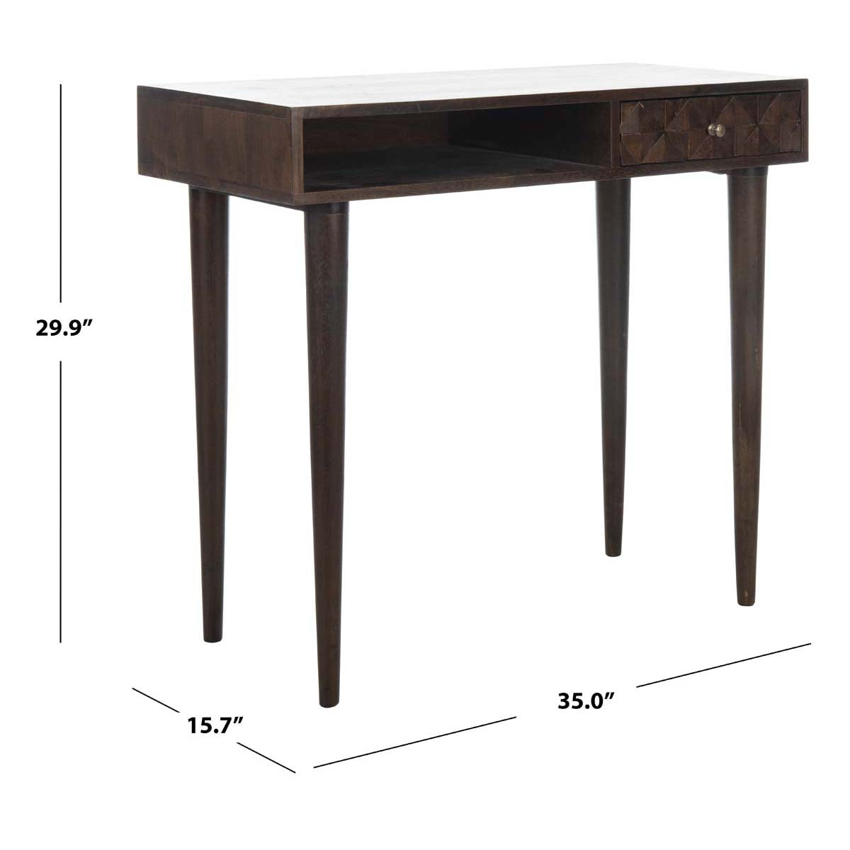 Zinnia Desk | Safavieh - Walnut/Mango Wood