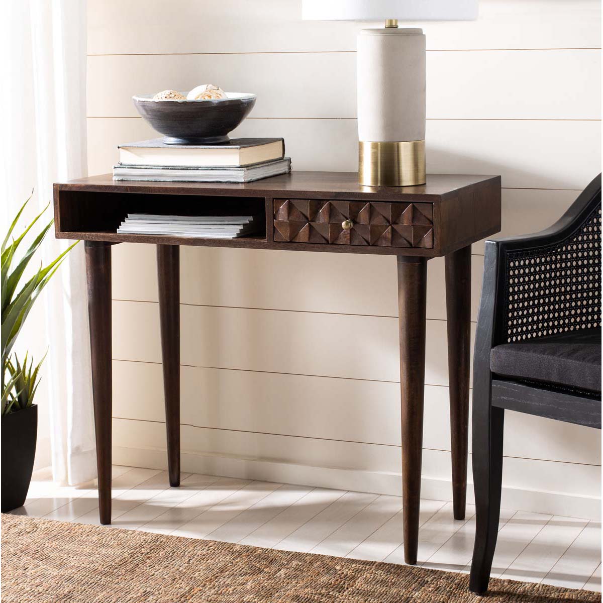 Zinnia Desk | Safavieh - Walnut/Mango Wood