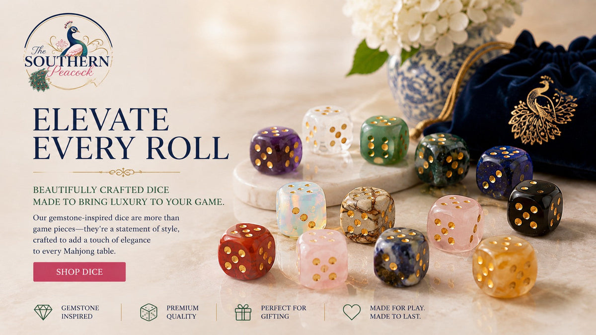 Natural Semi-Precious Gemstone Mahjong Dice – Set of 2