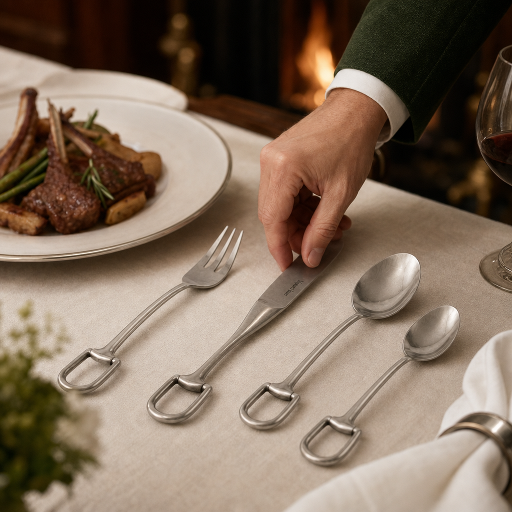 Stirrup Five piece Flatware Set - Stainless Steel Matt Silver