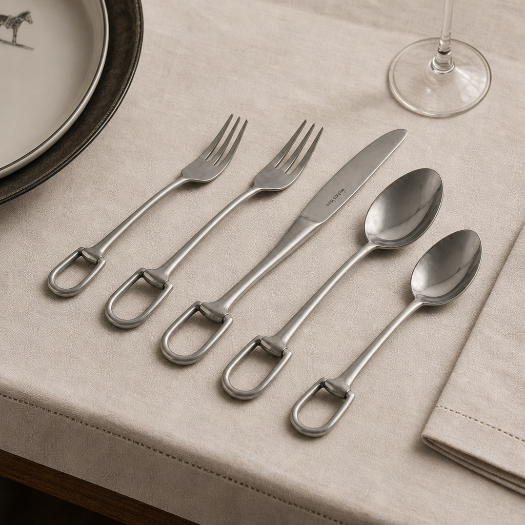 Stirrup Five piece Flatware Set - Stainless Steel Matt Silver