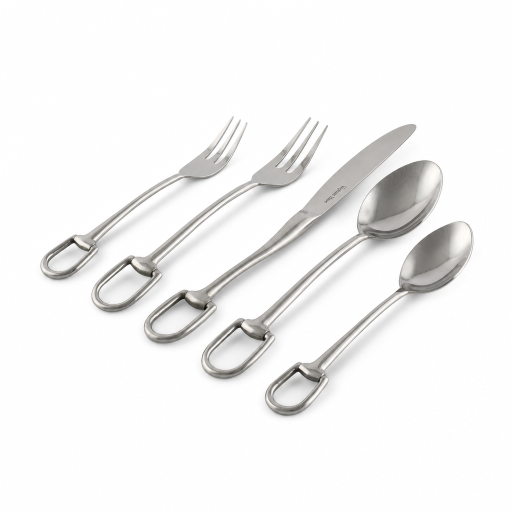Stirrup Five piece Flatware Set - Stainless Steel Matt Silver