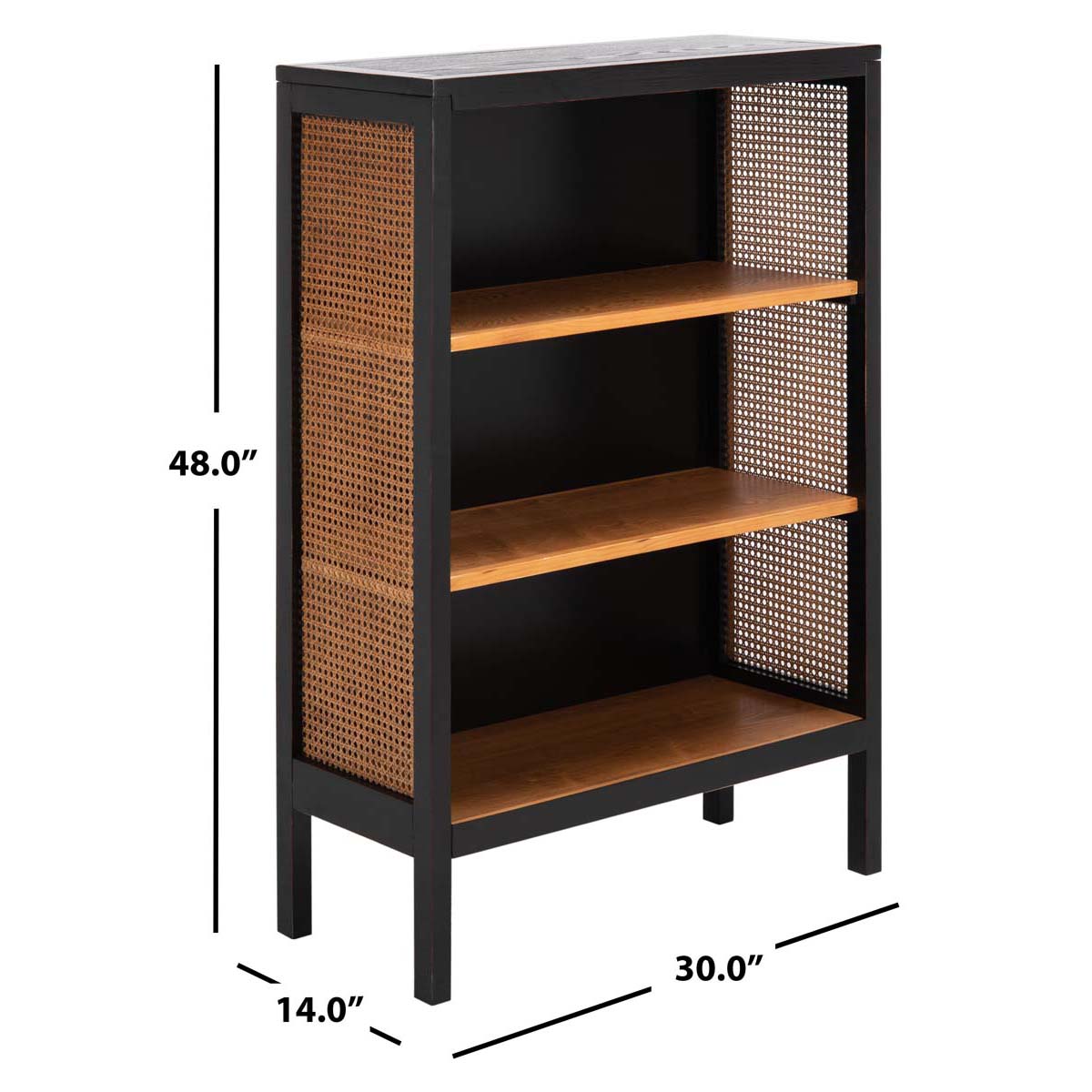 Franz 3 Shelf Wood Back Etagere | Safavieh - Black / Natural