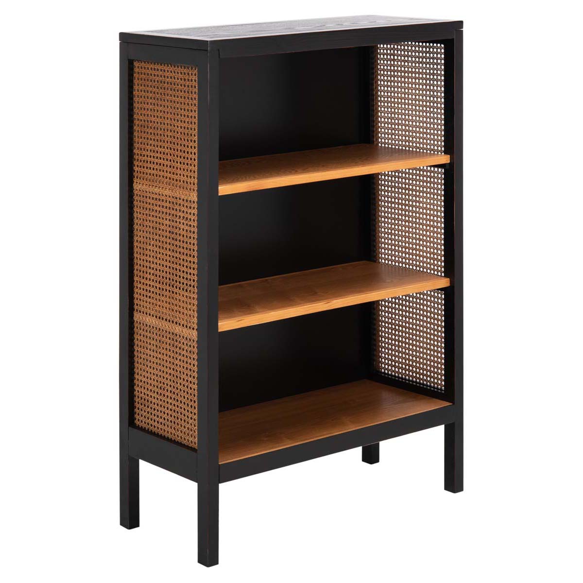 Franz 3 Shelf Wood Back Etagere | Safavieh - Black / Natural