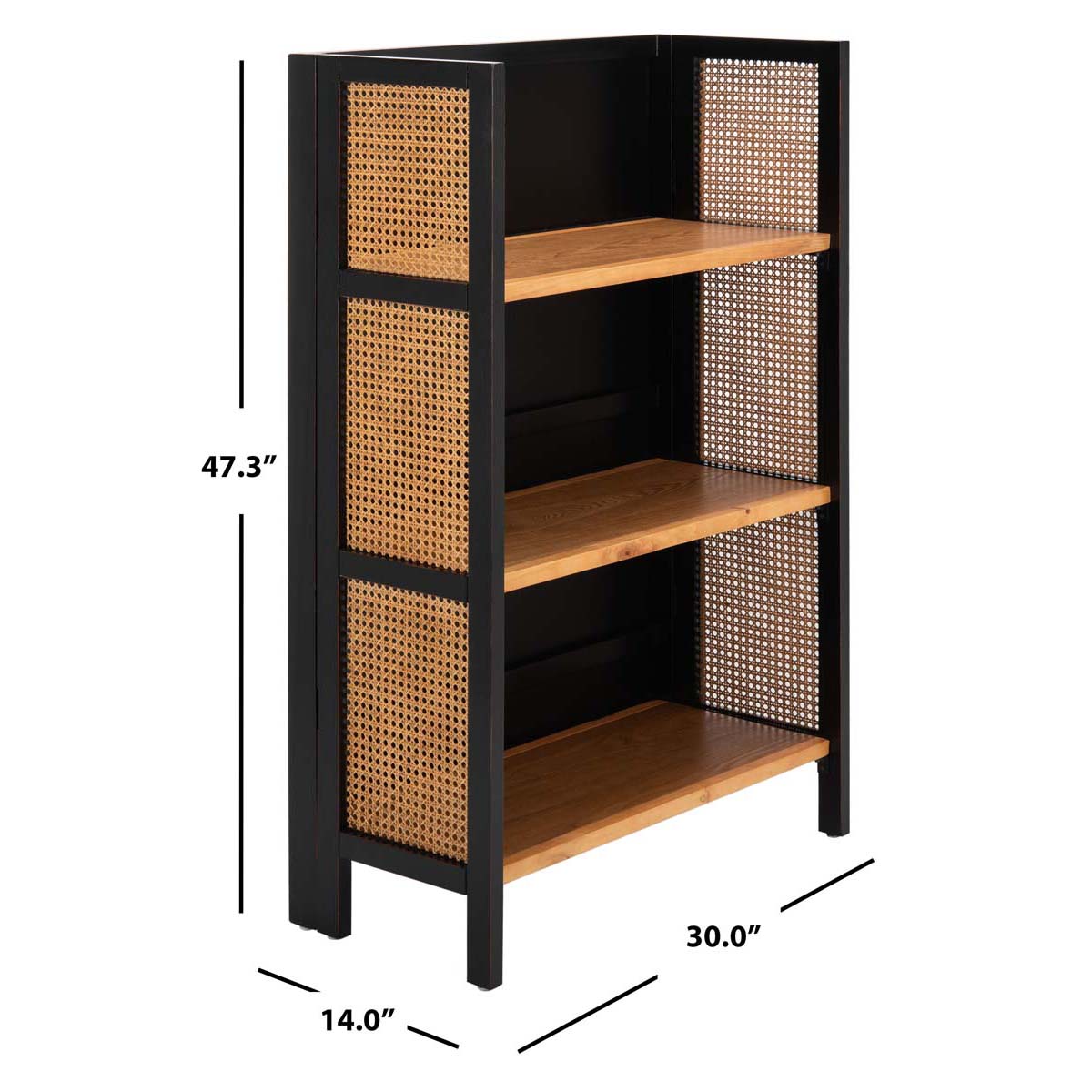 Franz 3 Shelf Open Top Etagere | Safavieh - Black / Natural