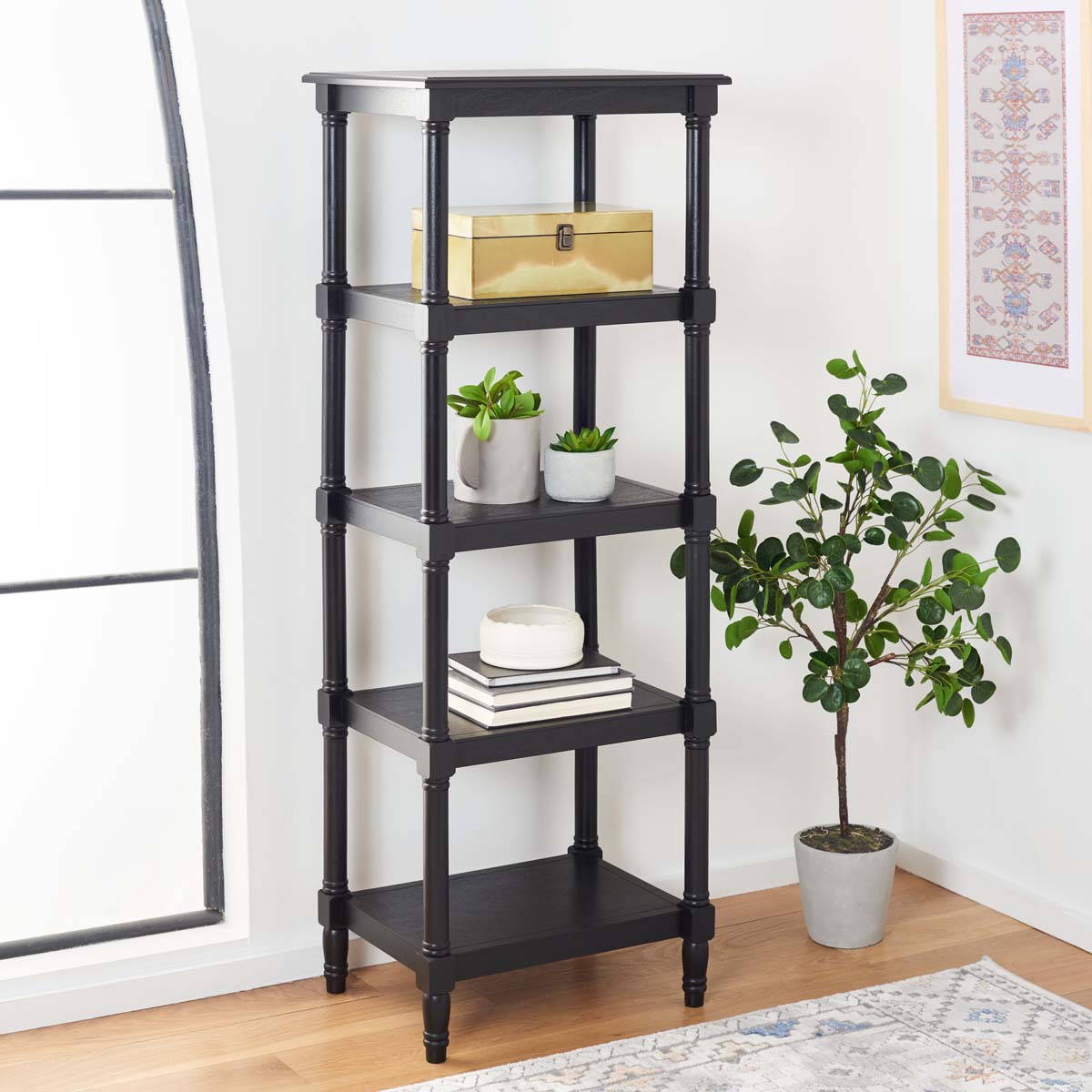 Cassie 5 Shelf Bookcase | Safavieh - Black